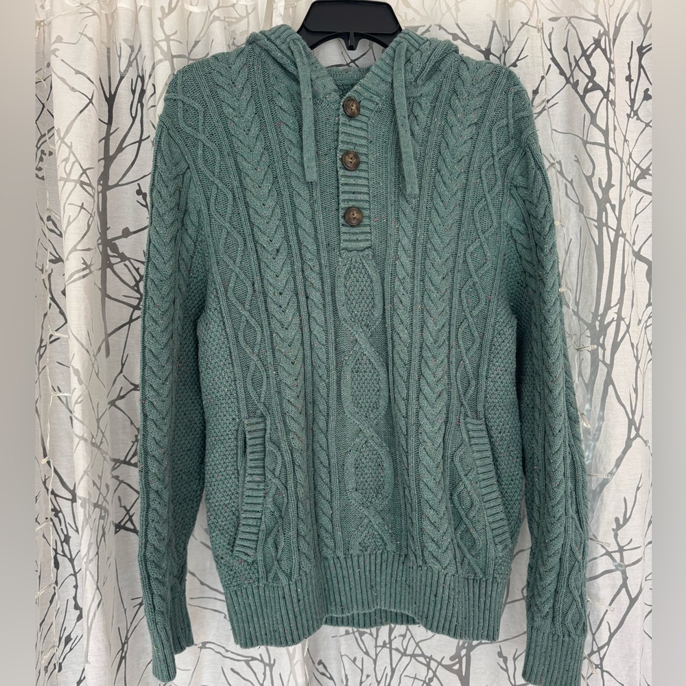 L.L. Bean Cable-Knit Sweater in Soft Spruce - Picture 2 of 6